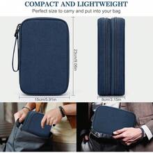Travel Organizer Pouch Electronic Accessories Carry Portable Waterproof Double Layers All-In-One Storage Bag Cord, Phone, Earphone - 藍色 - 查看 4