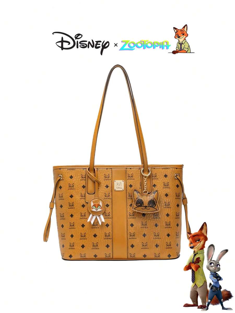 Túi đeo vai nữ cỡ lớn, tối giản, in hình Judy Hopps và Nick Wilde trong phim Zootopia, chính hãng Disney, phù hợp cho công sở và đi làm, đi chơi.