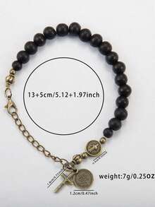 1 pieza Pulsera de San Benito, regalo religioso católico, pulsera de cuentas con suerte, un regalo de pulseras de amistad para la familia - Negro - Ver 3