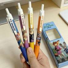 Bolígrafo neutro con patrón de dibujos animados de MINISO X Zootopia, 0,5 mm, agarre cómodo y escritura creativa, 4 piezas/caja, adecuado para estudio y escritura de oficina, aplicable a varios escenarios, perfecto para notas y tareas, regalo ideal para familiares y amigos - Multicolor - Ver 4