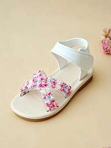 3-12 Years Old Girls' Adjustable Nude Soft Bottom Sandals, Open-Toe Breathable Children's Sandals With Transparent Criss-Cross Straps And Colorful Woven Laces, Suitable For Daily Wear, Beach, And Vacation, Sweet Girl Style For Spring/Summer - Multicolor - View 4