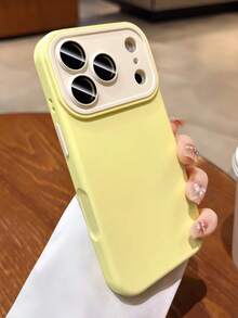 Fashion Colorblock Big Window Lens Protection Phone Case Compatible With IPhone 17 Pro Max 17Pro 17 16 15 14 Plus 13 Pro Max Skin Feel Soft Matte Back Cover - Yellow - View 4