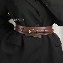 2-In-1 Women's Wide/Thin Belt, Suitable For Dresses And Pants, With Gold Buckle - Multicolor - View 3