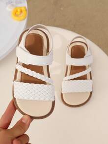 New Princess Style Children's Sandals, Girls' Flat Thick Bottom Open Toe Comfortable Casual Sandals, Suitable For Toddlers And Big Kids - White - View 1