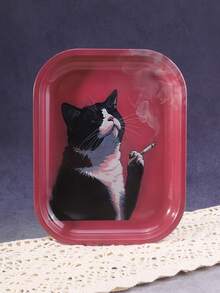 1个牛猫图案卷烟托盘，绝佳的卷烟工具，理想的节日礼物 - 印花款 - 查看 6