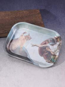 1pc Ancient Greek Orange Cat Pattern Rolling Tray, Excellent Smoking Accessory, Ideal Holiday Gift - Print - View 5