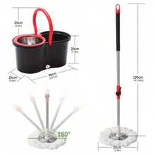 1 Set,  Household Spin Mop And Bucket Set With 3 Mop Heads, Household Rotating Floor Mop, Hands-Free Wash Mop, Dust Removal Mop, Dry And Wet Use, Perfect For Home, Kitchen, Bathroom Floor, Cleaning Supplies, Cleaning Tool - A - 查看 3