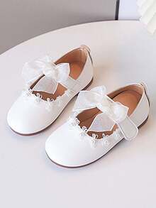1 par de zapatos de niña con suela blanda y antideslizante, con puntera cuadrada y redonda, zapatos de princesa versátiles y de moda, adecuados para primavera y verano - Blanco - View 17