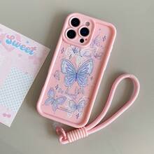 (Follow The Store And Collect The Product To Get A Free Lanyard) Phone Case/Compatible With IPhone 17/16/15 PRO MAX/15 PLUS/15 PRO/15/14 PRO MAX/14 PLUS/14 PRO/14/13 PRO MAX/13 PRO/13/12 PRO MAX/12 PRO/12 PRO MAX/11 PRO/11/XS MAX/XR/XS/7/8 PLUS/ Transparent Shockproof Protective Cover, Compatible With Samsung Galaxy A14 A34 A54 A15 A25 A35 A55 S23 S23Plus S23ultra S23fe S24 S24plus S24ultra S24fe S25 S25plus S25ultra, Compatible With Redmi Note 13/14 Promax - Pink + Rope - View 2