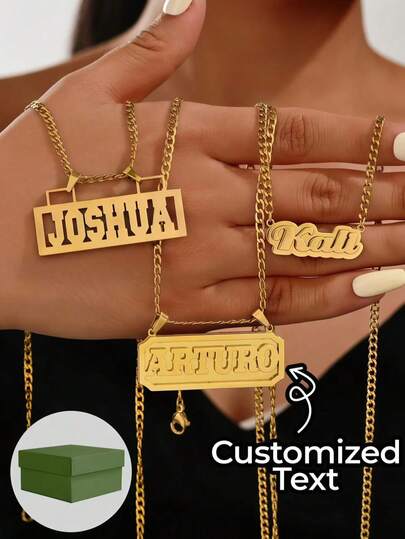 1. Dây chuyền mặt dây chuyền khắc tên rỗng tùy chỉnh, móc đôi, chất liệu thép không gỉ mạ vàng 18K, kèm hộp quà, thích hợp đeo hàng ngày, quà tặng ngày Valentine, trang sức nữ phong cách thu đông đơn giản, thường ngày, cổ điển, độc đáo, thích hợp làm quà tặng cho bạn gái/mẹ/gia đình/bạn bè/con gái nhân dịp Anniwell/Ngày Valentine.