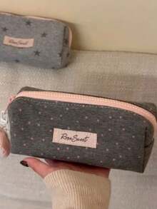 1 PC Light Gray Star Pencil Case Cartoon Cute Stationery Bag Student Large Capacity Pencil Storage Bag - Multicolor - View 4