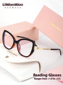 LiMiaoMiao Unisex Cat Eye Reading Glasses, Vintage, Clear, Computer Reading, Magnification +1.0 To +3.5, With Case And Cloth, Suitable As Holiday Gift - Transparent - View 37