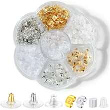 1 Set Earring Back Plugs, Transparent Plastic Metal Rubber Silicone Earring Back Bullet Plugs Replacement Kit, Suitable For Fish Hook Earrings And Earrings, Can Be Purchased Individually 50-100pcs/Pack - Multicolor - View 6