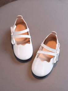 1 par de zapatos de niña con perlas, suela blanda y antideslizante, puntera cuadrada y redonda, zapatos de princesa versátiles y de moda, adecuados para primavera y verano - Blanco - Ver 5