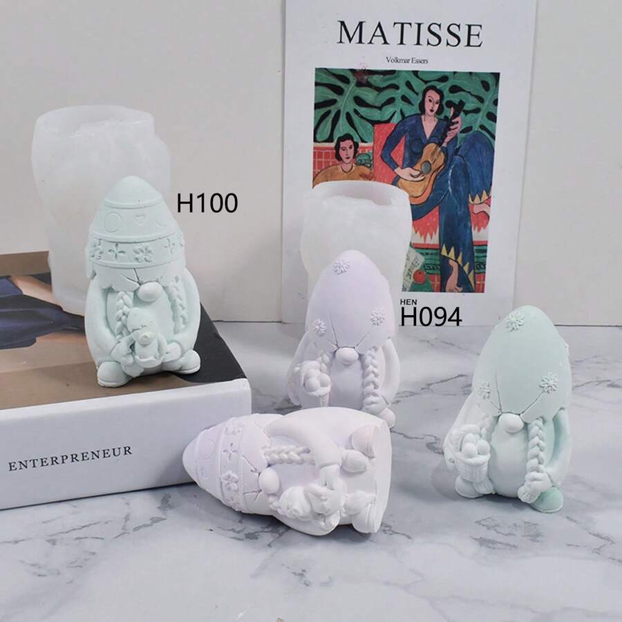 蛋壳小矮人蜡烛模具，DIY蜡/石膏小矮人硅胶模具 - 白色 - 查看 1