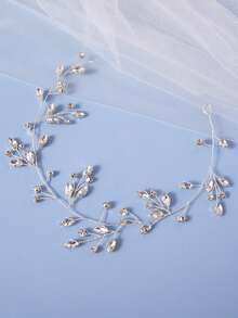 Elegant Floral Crystal Handmade Hair Chain, Suitable For Weddings, Parties And Gatherings,Festival,Party - Silver - View 5