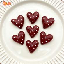 5pcs/10pcs/15pcs Polka Dot Heart-Shaped Resin Fridge Magnets, Burgundy Heart Fridge Magnets, Cute Office Magnets, Kitchen, Storage Cabinet And Dishwasher Magnets, Thanksgiving And Christmas Gifts, Holiday And Party Decor - Claret - View 9