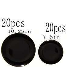 Bộ 50 đĩa viền đen, đĩa tráng miệng thanh lịch, đĩa mì Ý, đĩa pizza, đĩa bánh ngọt, đĩa salad, kích thước 7.5 inch/10.25 inch, có thể tái sử dụng và dễ vệ sinh, thích hợp cho các buổi tiệc ngoài trời, sinh nhật, đám cưới và các dịp lễ hội. - màu đen - Xem 14