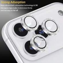 Bộ 3 miếng dán bảo vệ ống kính camera, tương thích với Apple 17/16/15/11/12/13/14, 15/11/12/13/14 Plus, ốp bảo vệ bằng kim loại, trong suốt độ nét cao. - Bạc - Xem 7