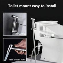 Handheld Bidet Sprayer For Toilet, Stainless Steel Adjustable Pressure Bidet Kit With Brass T-Valve, Multipurpose Toilet Spray For Feminine Hygiene, Baby Cloth Diaper Cleaning & Pet Wash - Silver - View 6