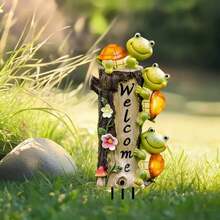 3 Turtles Welcome Garden Stake, Cute Tree Stump Yard Decor, Perfect Mother's Day Gift For Garden Lovers - C - View 5