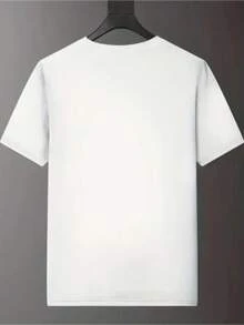 Camiseta de Verano de Manga Corta con Cuello Redondo y Estampado de Dinosaurios Montando en Cactus en la Noche del Desierto, Adecuada para Entusiastas de Videojuegos, Fibra Transpirable, Lav - Blanco - Ver 2