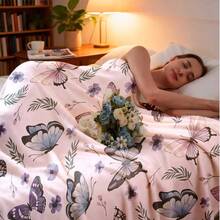 Butterfly Design Printed Flannel Blanket, A Soft And Cozy Throw For Bed, Sofa, Office, Or Camping - Multicolor - View 11