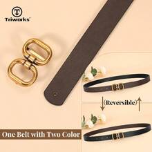 Reversible Leather Belt Women With Gold Ladies Leather Belt Jeans Pants - 適合腰圍 32-36 吋 + 黑色/咖啡色 - 查看 5