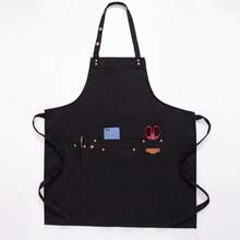 1pc Kitchen Cooking Apron, BBQ Apron, Restaurant Server/Chef Apron, Canvas Nail Salon Apron, Unisex - Multicolor - View 8