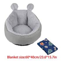 Bộ 2 món: Giường ngủ hình tai thỏ + chăn cho thú cưng, ổ ấm cúng đa năng dùng được cả bốn mùa cho thú cưng nhỏ/vừa, quà tặng thú cưng dịp lễ. - Xám - Xem 8