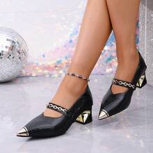 2026 Women's New High Heel Sandals, Pure Metal Buckle, All Season - Black - View 3