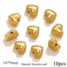 10 hạt cườm hình trái tim giọt nước bằng thép không gỉ, thích hợp làm vòng tay, vòng cổ và trang sức DIY, quà tặng cho nữ. - hạt - Xem 9