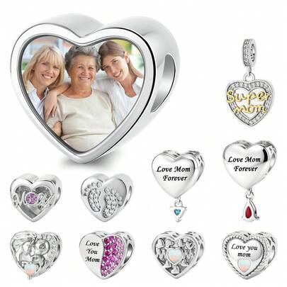 1pc Personalized Custom Photo Bracelet Charm For Women Mother, Picture Necklace Charm, Photo Anklet Charm, Heart Round Square Beads Gift For Daughter Present Girlfriend Wife Best Friend Stylish, Fall Fashion, Contracted, Simple, Casual, Old Money, Vintage, Punk Custom, Personalized, For Anniversaries, For Valentine's Day, For Mother's Day, For Birthdays, For Prom, For Father's Day, For Party Valentines, School Supplies, Customized Fashion Photo Beads, Look Glamour,Jewelry & Watches,Chic Autumn,Elegant Outfit,Jewellery For Ladies