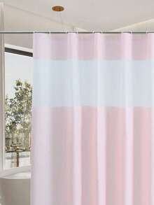 Solid Color Patchwork Shower Curtain, Waterproof Mildew-Proof Bathroom Partition Curtain With Hooks, No Drilling Required Shower Curtain - A - View 1