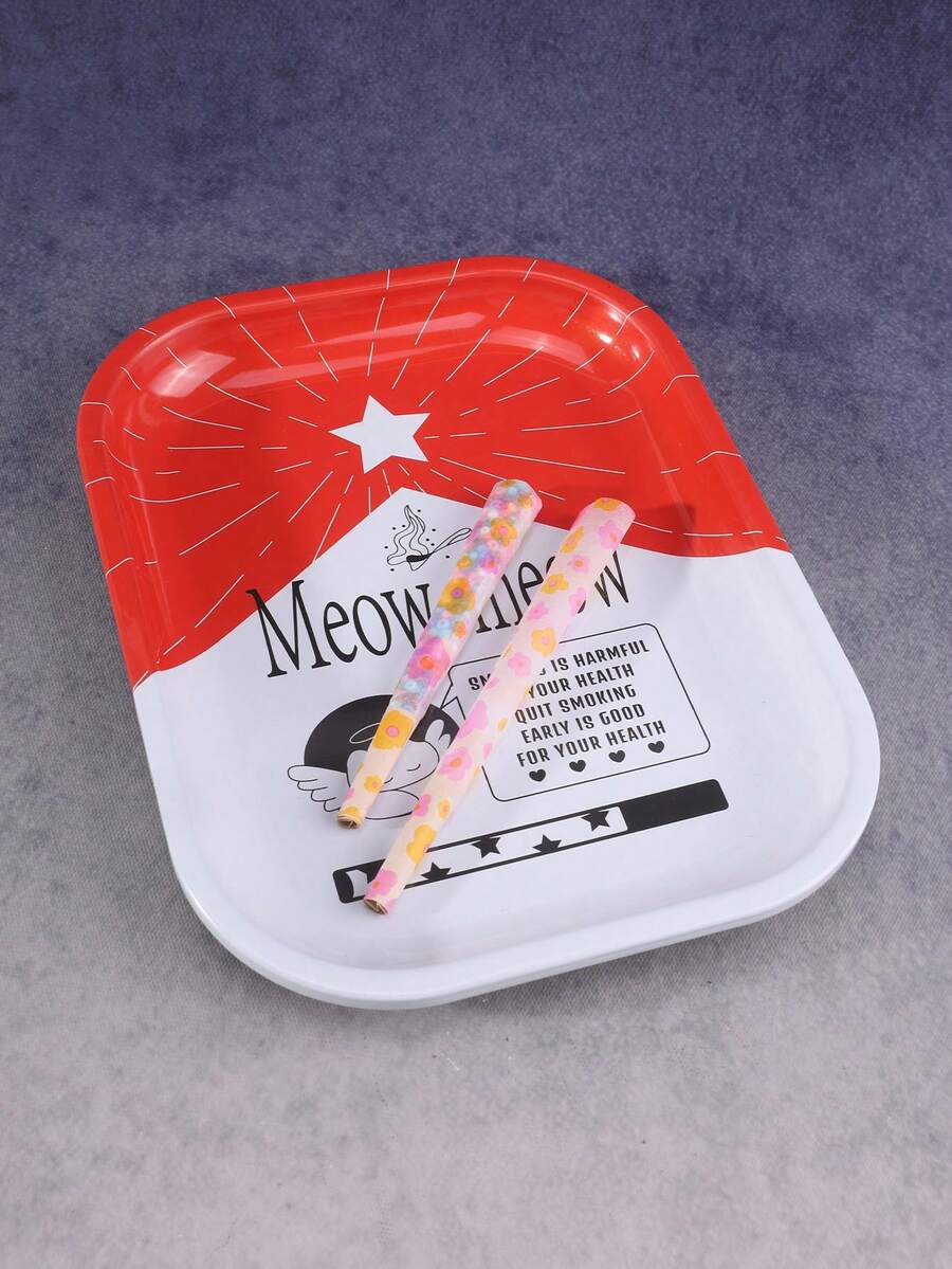 1pc Miaomiao Pattern Rolling Tray, Excellent Cigarette Rolling Tool, Ideal Holiday Gift - Print - View 1
