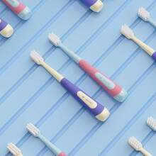 2pcs Kids Soft Bristle Toothbrush, Cute Cartoon Design With Stand Base, Soft Rubber Anti-Slip Handle - Multicolor - View 5