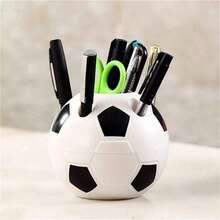 1pc Soccer Shape Pen Pencil Holder Football Desktop Stationery Organizer Toothbrush Holder Table Home Decor Student Gifts Back To School Supplies - 多色的 - 查看 1