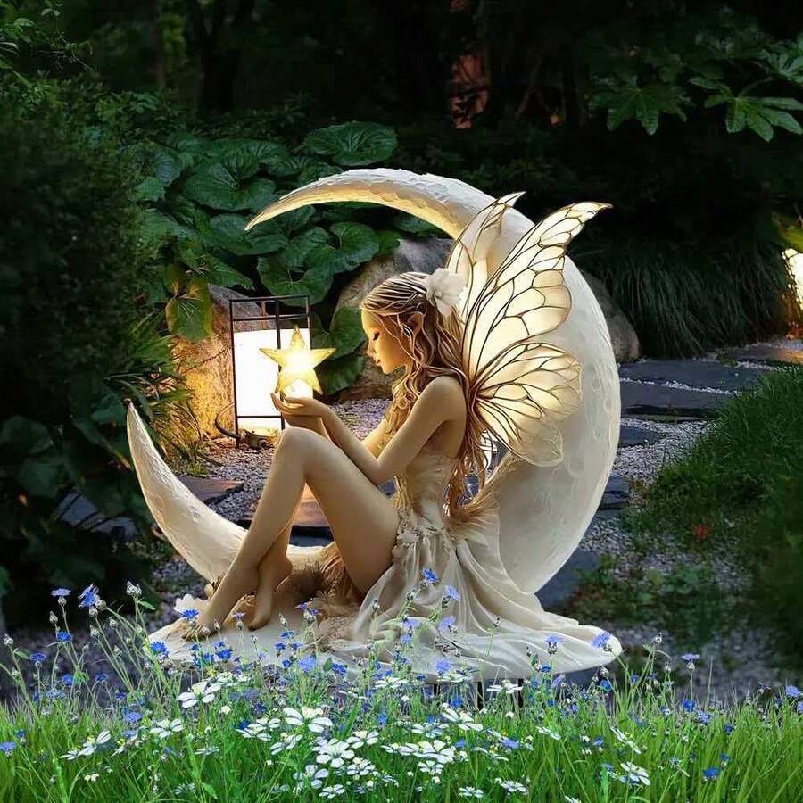 Glow-In-The-Dark Fairy With Wings 2D Acrylic Floral Plant Decor Prop Ground Stake - A - View 1