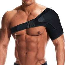 Unisex Sports Shoulder Pads, Compression Breathable Basketball Fitness Adjustable Arm Support Gear - Black - View 1