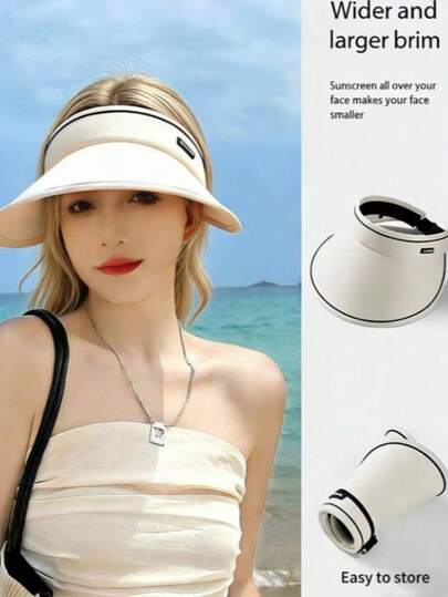 2026新款遮阳帽 - 女士大帽檐护颈遮阳帽 - 户外敞顶编织草帽