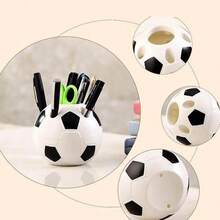 1 pieza Soporte para bolígrafo/lápiz con forma de balón de fútbol, Soporte para cepillo de dientes con forma de balón de fútbol, Organizador de escritorio, Decoración del hogar, Regalo para estudiantes, Útiles escolares - Multicolor - Ver 4