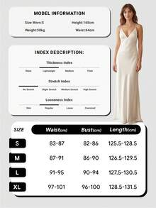 QUNGIGU 女款性感緞面細肩帶露背綁帶V領長版正式晚禮服，適合婚禮賓客、舞會、新娘派對 - 淺藍色 - 查看 4