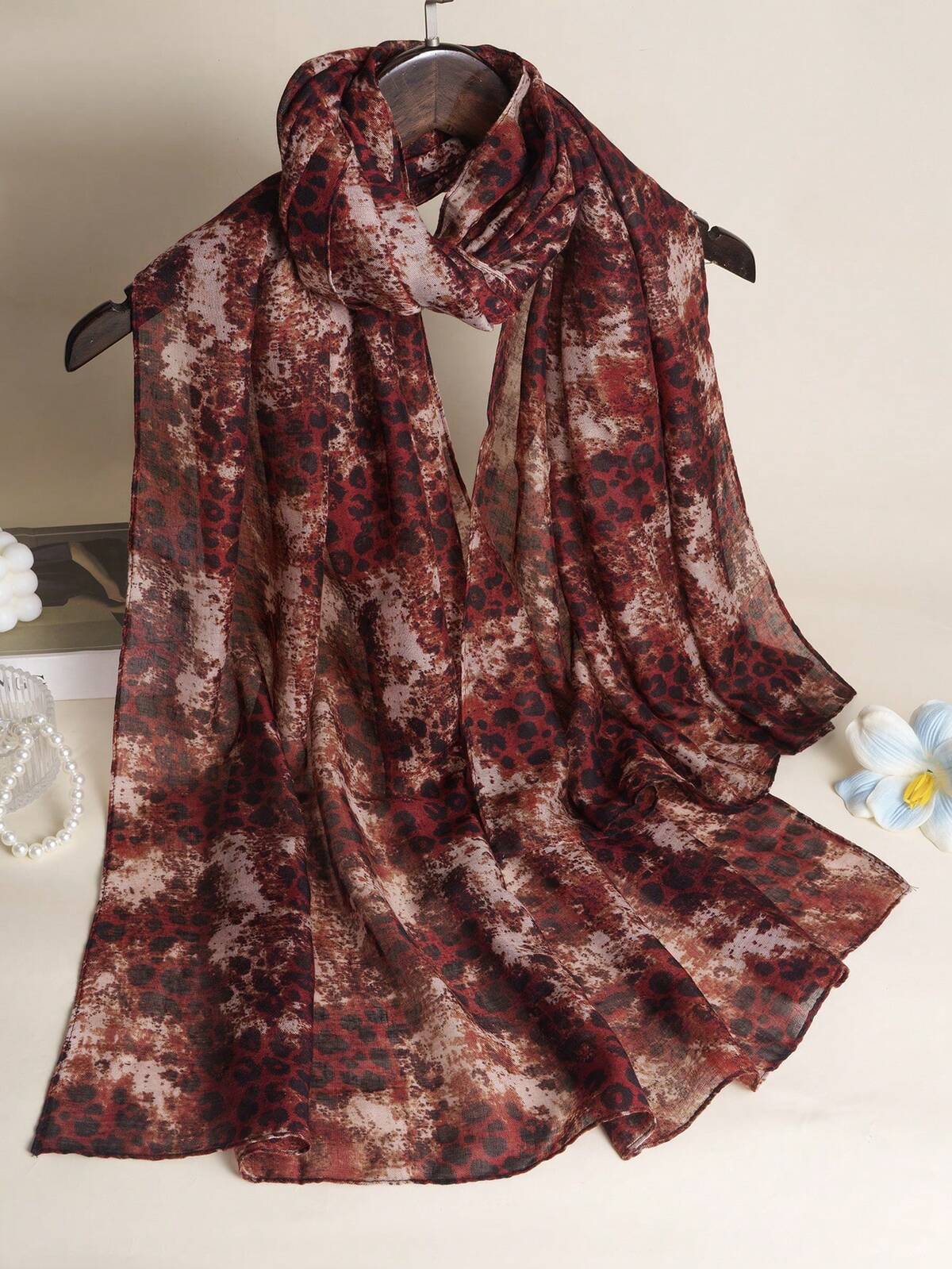 1 pièce Foulard tissé imprimé pour dames de Street, convient pour le trajet quotidien echarpe femme 7