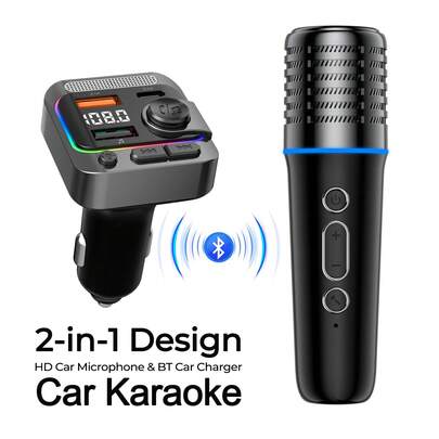 REMAX Micrófono de karaoke para coche con cargador de coche 2 en 1