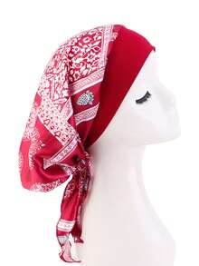 1 chiếc khăn trùm đầu bằng satin dành cho nữ Hồi giáo, mũ thời trang cho bệnh nhân hóa trị ung thư, khăn trùm đầu ngăn ngừa rụng tóc. - mũ khăn xếp - Xem 10