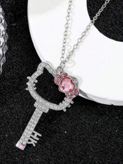 SANRIO 1 chiếc vòng cổ hình mèo KT dễ thương, mặt dây chuyền hình mèo hoạt hình, quà tặng trang sức cho bé gái.