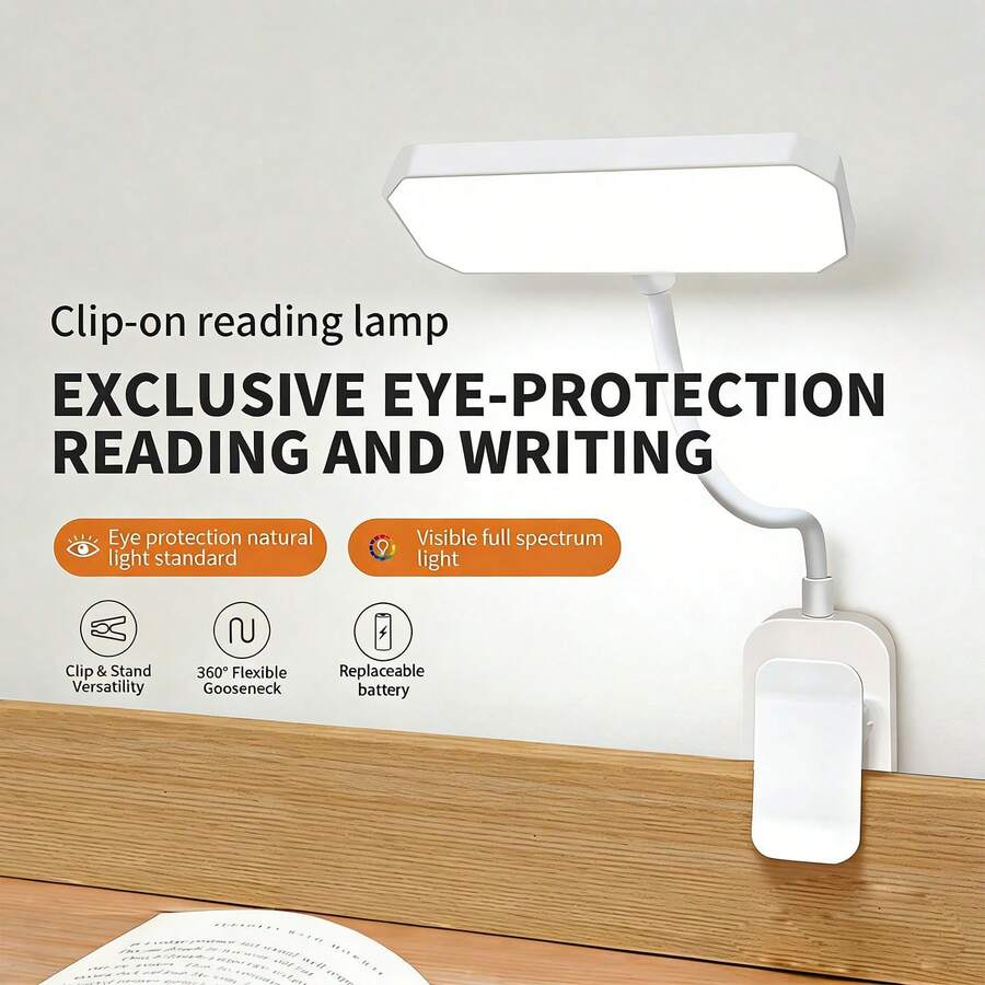 2pcs Mini Horizontal Reading Light, 3 Color Modes - Compact Design Suitable For Nighttime Reading, Soft LED Light Protects Eyes, Replaceable Battery, Suitable For Dorm, Living Room, Bedroom, Office, Adjustable Brightness, And Reliable, Simple Button Control [Batteries Not Included] - [電池款]兩件裝橫款讀書燈 - 查看 1