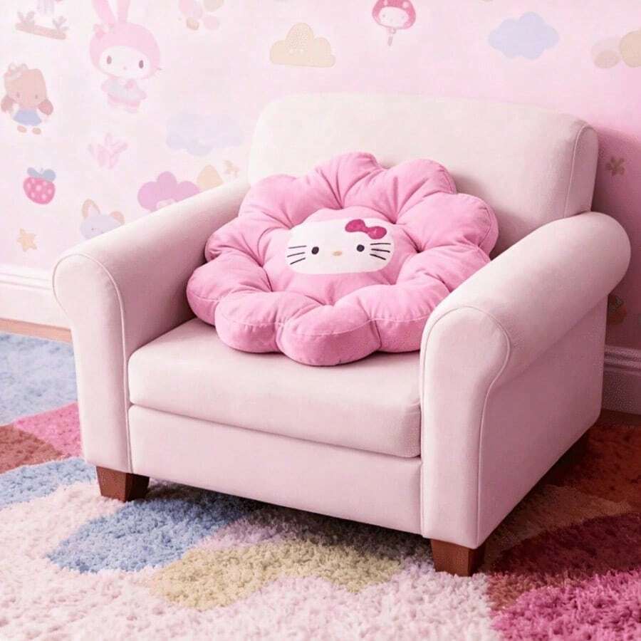 SANRIO 1 chiếc gối hình hoa màu hồng Hello Kitty được cấp phép chính thức - Mềm mại, thoải mái và ấm áp, thích hợp cho văn phòng, du lịch, nhà cửa, xe hơi, phòng khách và phòng ngủ. - 1 cái - Xem 1