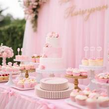 Zerulis 60PCS Pink Plastic Plates - Heavy Duty Beaded Disposable Plates For Party, Baby Shower, Wedding, Birthday - Serving 30 Guests Include 30PCS 10inch Dinner Plate & 30PCS 7inch Dessert Plate - 60 - 查看 8