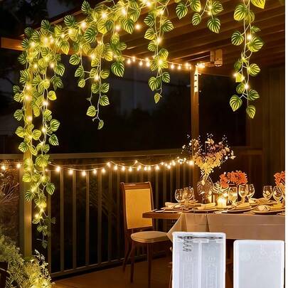 100 luces con forma de hoja de sandía, luces decorativas de cadena, adecuadas para decoración de habitación, dormitorio, fiesta de cumpleaños, boda, jardín interior, decoración de temporada, regalo, decoración del hogar